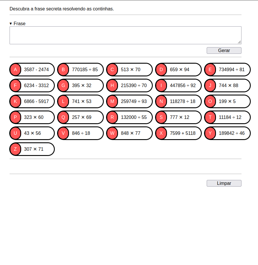 print do gerador de enigmas